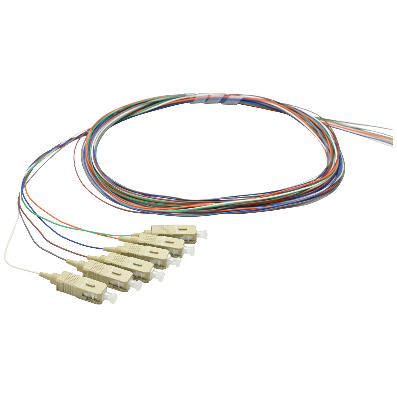Pigtail SC/UPC 06 colors OM4 0.9mm OFNR 3M, semitight
